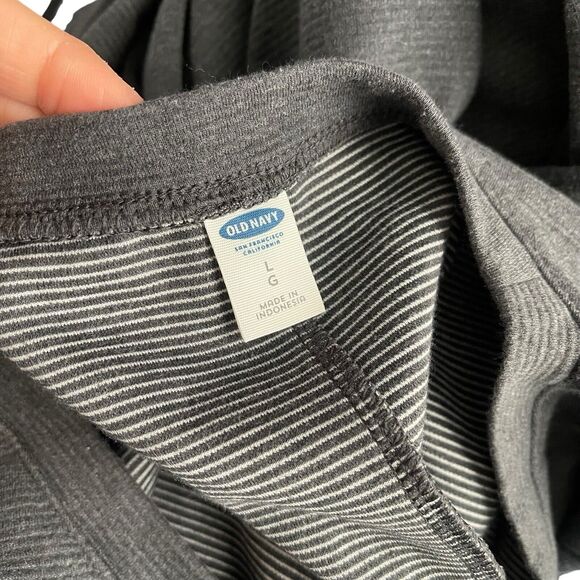 Old Navy Large Shift Dress Gray Stripe 3/4 Sleeve Career Knit Boxy - Picture 2 of 9